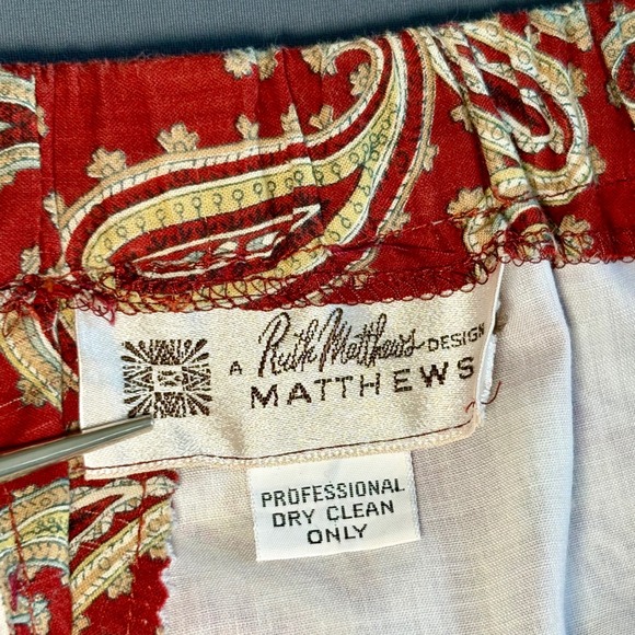 Vintage Ruth Matthews Paisley Wide Leg Pants | Size‎ 26W | High Rise Boho Cotton - Picture 9 of 9